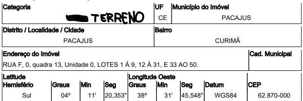 Terreno - Venda, CURIMATÃ, PACAJUS, CE